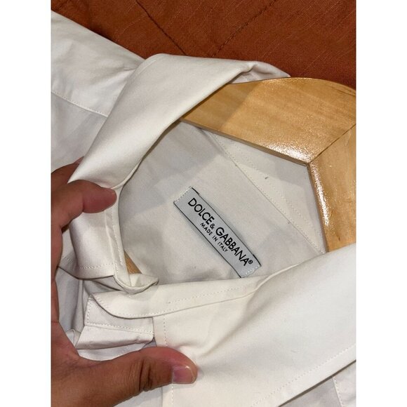 Dolce & Gabbana Mens White Button-Up Dress Shirt Size 44 17 1/2 - Picture 5 of 9